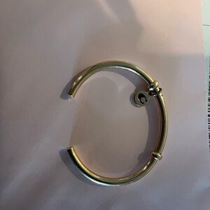 Gold-Tone Open Cuff Bracelet with Charm